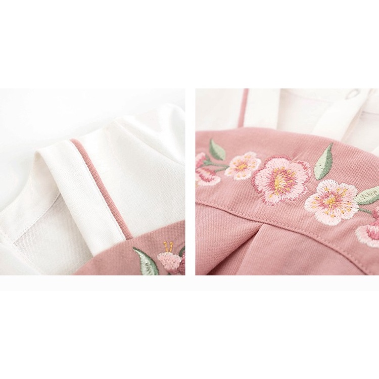 Body Hanbok Bé Gái Họa Tiết Thêu Hoa Đào | Hàng Quảng Châu Cao Cấp