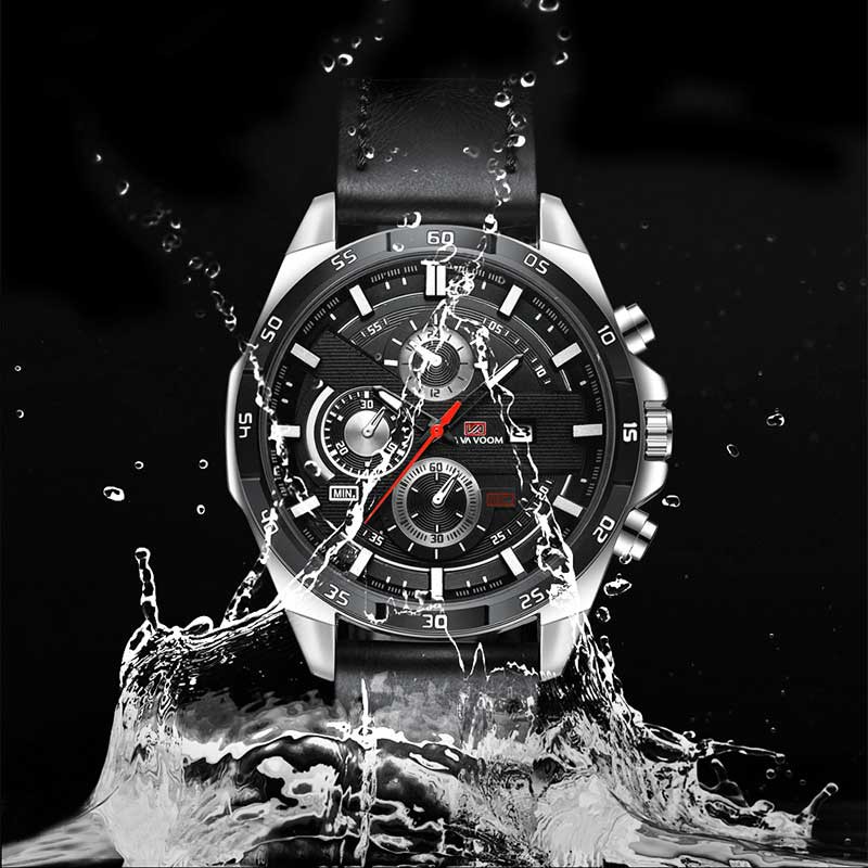 VAVAVOOM Quartz Watch Waterproof Leather Strap And Vom