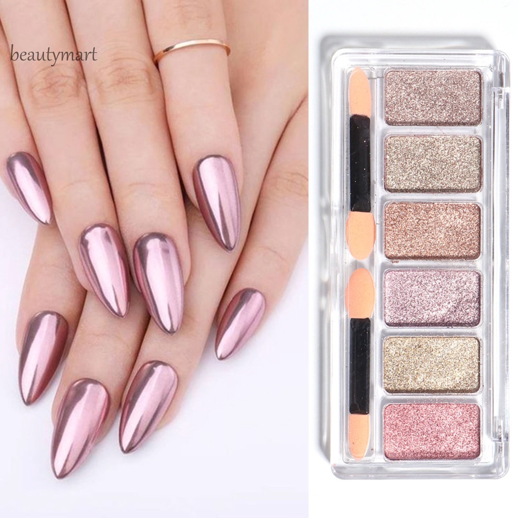 [Hàng mới về] Bột tráng gương móng tay 6 màu sắc óng ánh