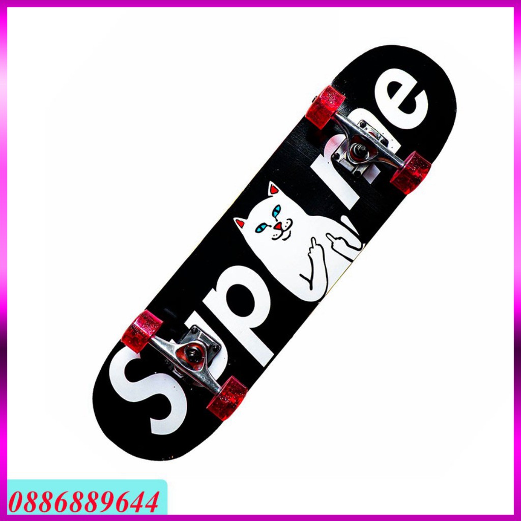 Ván Trượt SkateBoard Siêu Đẳng Mèo Trắng Đỏ 1000-18 GiayPatinCentosy1