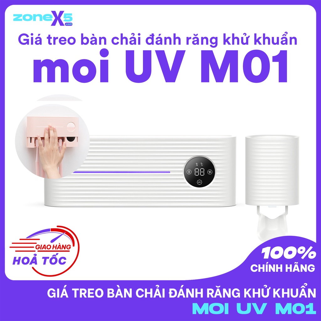 Giá treo bàn chải đánh răng khử khuẩn bằng tia UV Xiaomi MOI M01- Giá đỡ diệt khuẩn bàn chải đánh răng Xiaomi