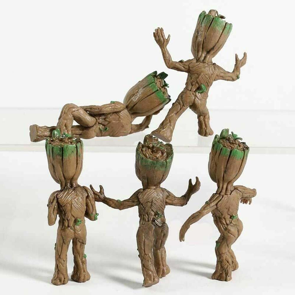5 pcs Set Guardians of The Galaxy Baby Tree Man Groot Figure Car Decorative Toys
