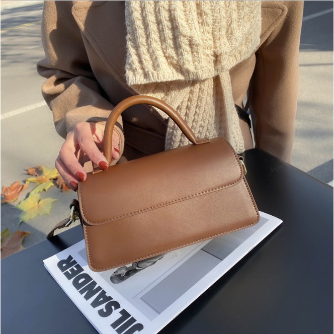 Túi xách đeo chéo nữ kiểu dáng ngang trơn mới phiên bản Hàn Quốc da đẹp