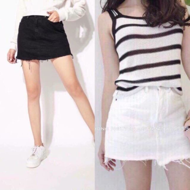 Quần jean sort váy trắng đen trơn - 2203 | BigBuy360 - bigbuy360.vn