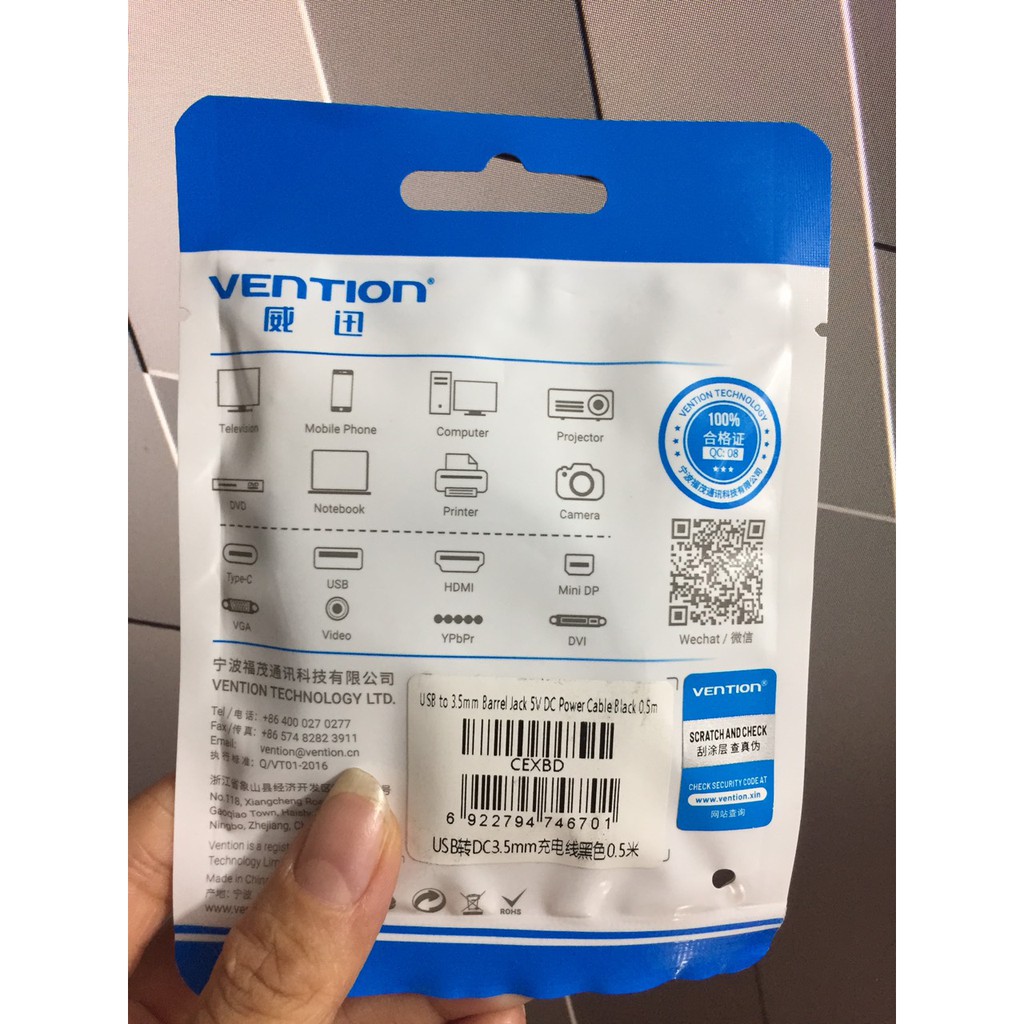 Cáp sạc cáp nguồn DC 5V  USB to  3.5mm Vention CEXBD