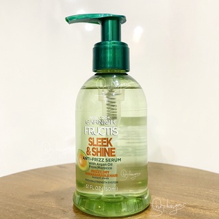 Serum dưỡng tóc Garnier Fructis sleek & shine anti-frizz with argan oil from Morocco 150ml giúp tóc bóng mượt, mềm mại