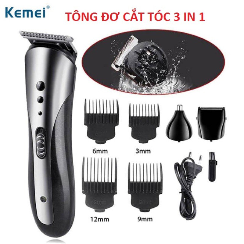 TÔNG ĐƠ CẮT TÓC KIÊM CẠO RÂU, TỈA LÔNG MŨI 3IN1 MẪU MỚI KEMEI 1407 CHẤT LƯỢNG CAO