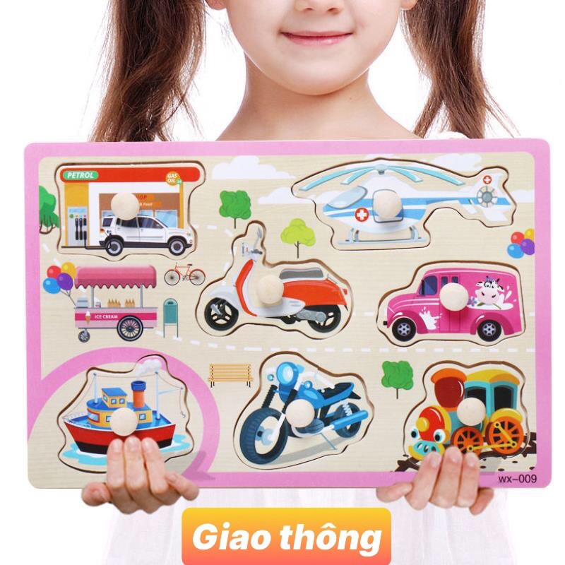 Đồ chơi núm gỗ nhiều chủ đề động vật, giao thông, nông trại giúp bé học tập đồ chơi cho bé trẻ em
