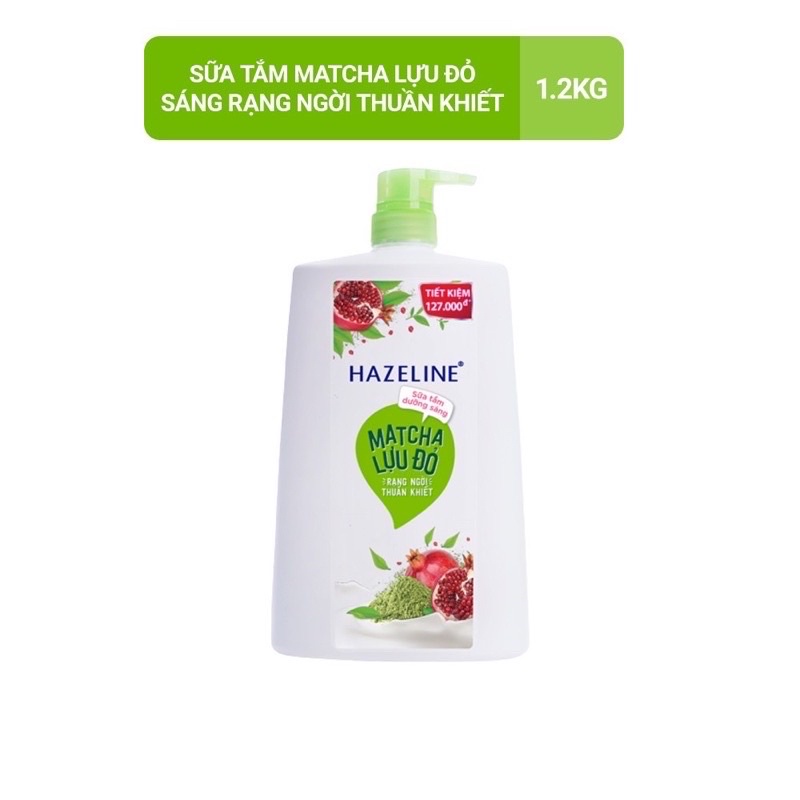 Sữa Tắm Dưỡng Thể Sáng Da HAZELINE Matcha Lựu Đỏ 1.2kg