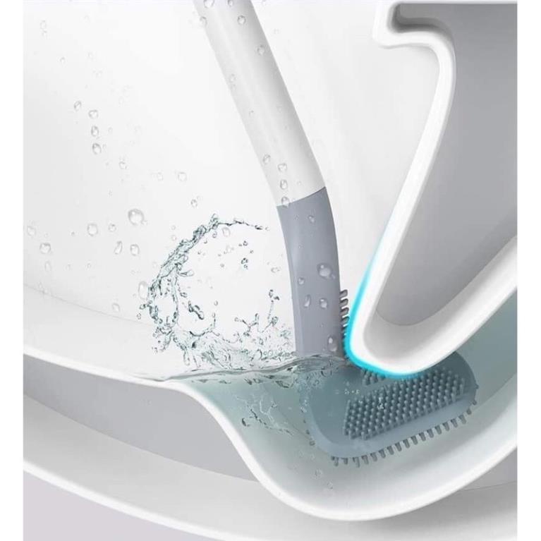Cọ chà toilet silicon - Cây chà bồn cầu tẩy rửa nhà tắm nhà vệ sinh hình gậy golf 3 góc độ sạch mọi ngóc ngách (PD913)