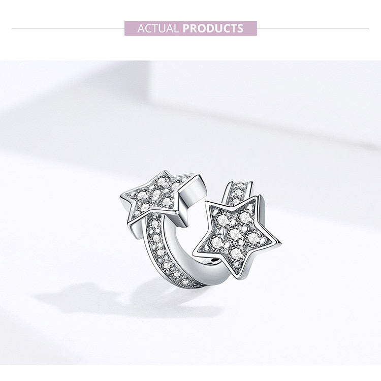 Hạt xỏ trang sức Bamoer bằng bạc thật đính đá zirconia sang trọng dùng làm vòng tay