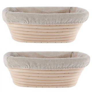 Beast 2Pcs Handmade Oval Brotform Bread Dough Rising Proofing Rattan Basket