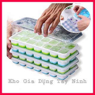 Khay Làm Đá Silicon Có Nắp Đậy Kháng Khuẩn Chống Mùi Tủ Lạnh, Khuôn Làm Đá , Làm Thạch Cao Cấp