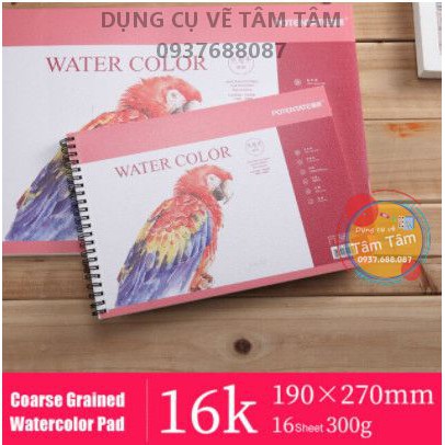 [ TÂM TÂM ]-Sổ vẽ màu nước Potentate, hotpress, Rough (Bìa hình con vẹt)-