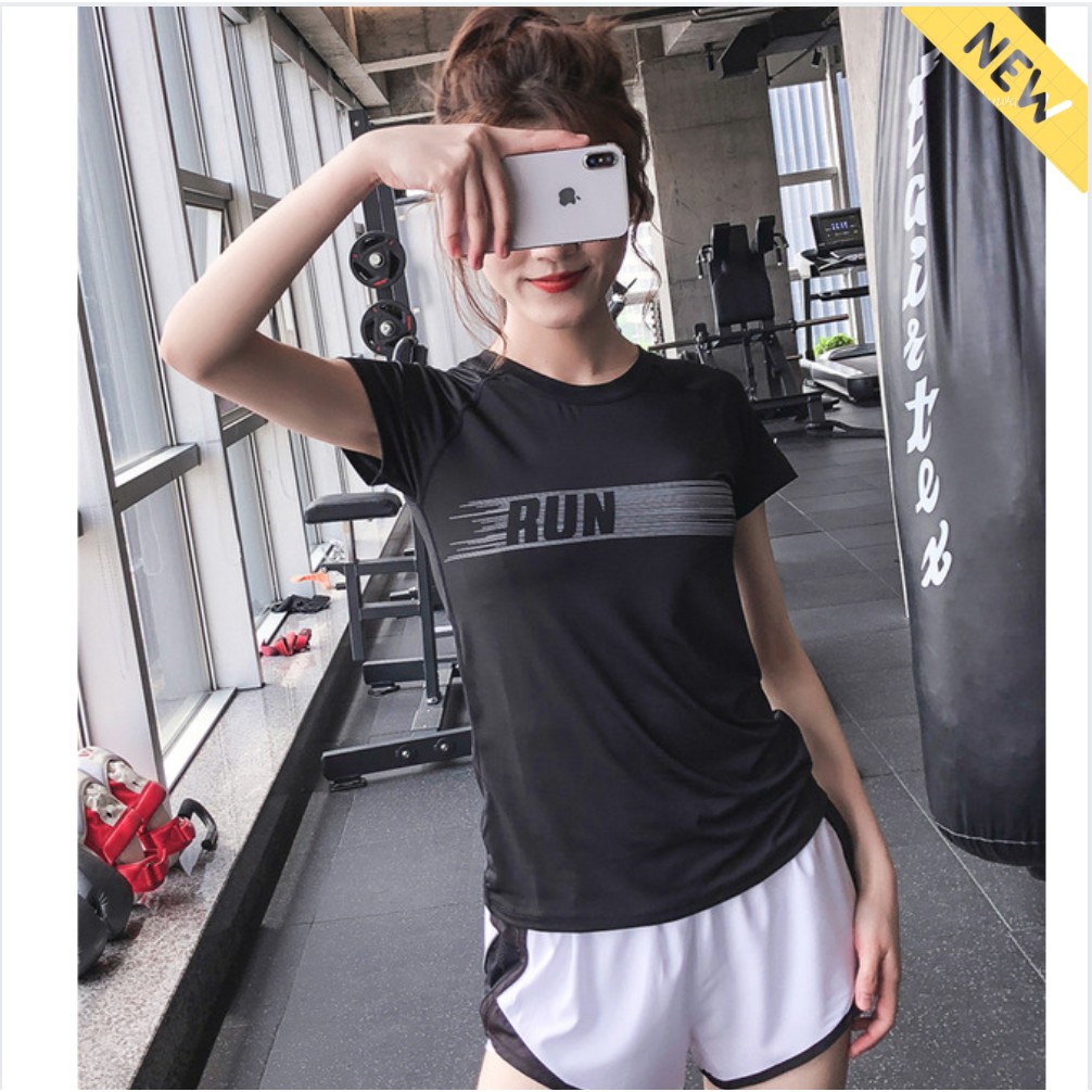 Áo thun phông ngắn thể thao nữ Run (Đồ tập gym,yoga) II KIT SPORT VIỆT NAM