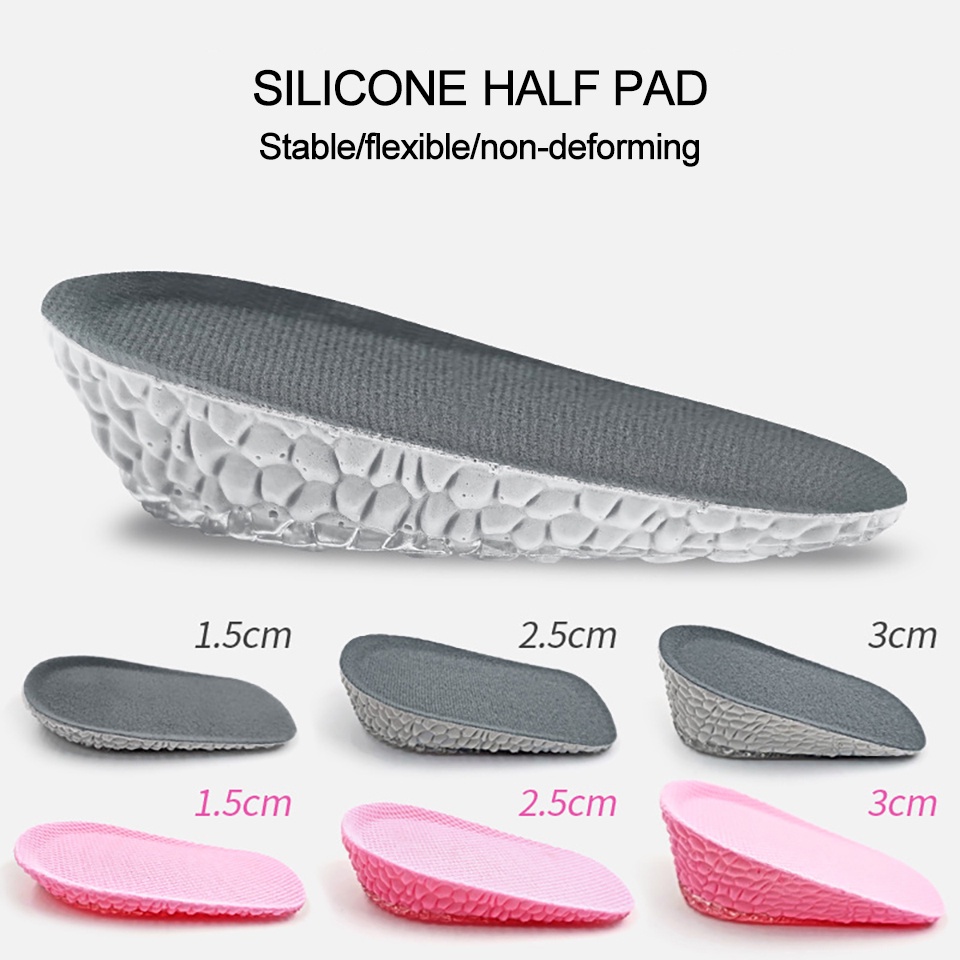 GTUBIKE Miếng lót giày tăng chiều cao bằng silicon chống trượt giảm xóc dành cho nam và nữ