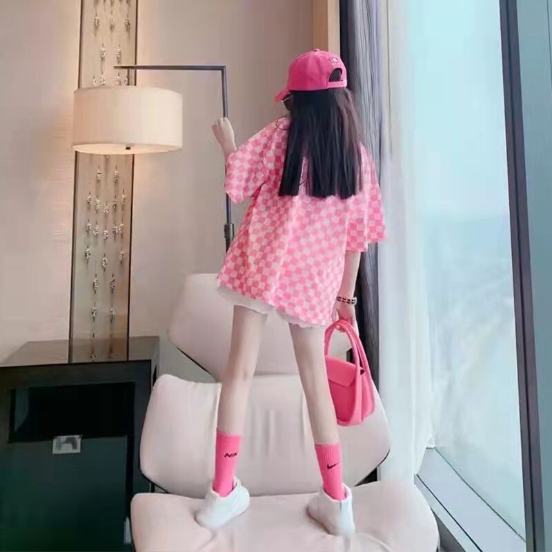 Áo thun IQ ANGEL tay ngắn in họa tiết thời trang cho bé gái