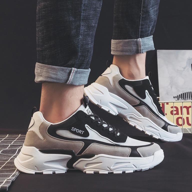 Giày nam phối da lộn, giày thể thao Ammy 2 màu cao cấp, sneaker cổ thấp tăng chiều cao hot 2021 AM012