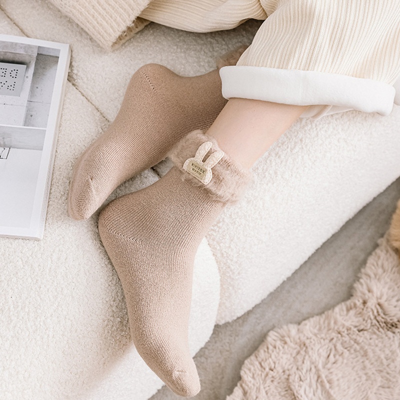 Youyo Đôi Vớ Lông Thỏ Giả Dày Dặn Giữ Ấm Mùa Thu Đông Phong Cách Nhật Bản Dễ Thương Cho Nữ