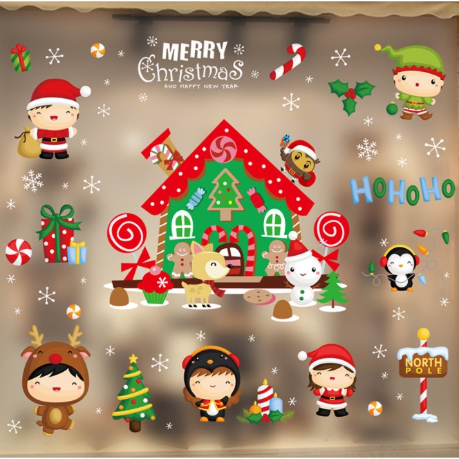 Decal trang trí Noel Hít Tĩnh Điện - Combo noel 2022 nhiều màu sắc sặc sở