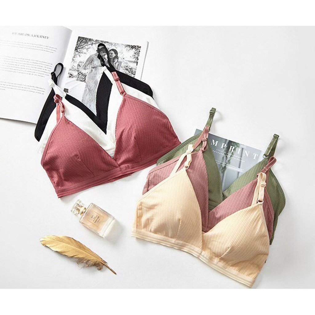 [RẺ VÔ ĐỊCH] Áo bra len tăm khoá cài nâng ngực - Áo bralette cotton gân tăm mềm không gọng mút mỏng YLY244 | BigBuy360 - bigbuy360.vn
