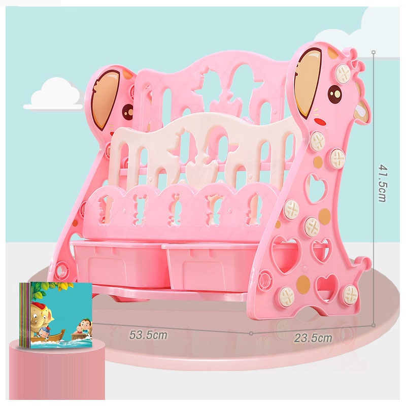 [Hàng Sẵn] Kệ sách trẻ em bằng nhựa Hoạt hình dễ thương kèm khay đựng đồ chơi đa năng【Tennessee052】