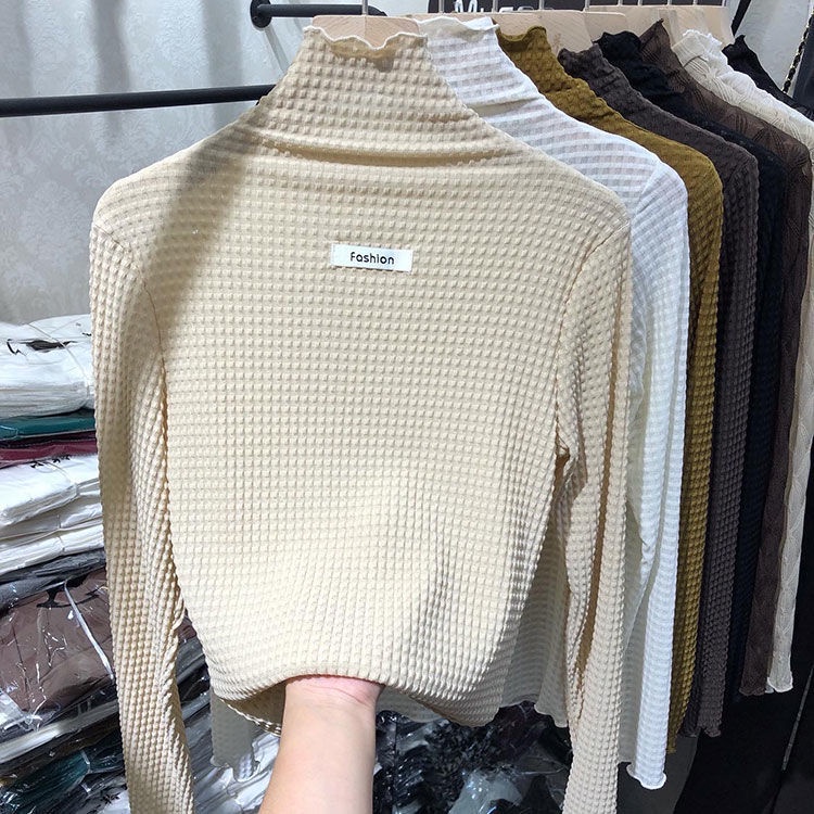 Áo cổ cao tay dài phối lưới thời trang mùa thu cho nữ