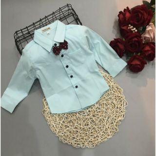 Sơ Mi Dài Tay Cổ Nơ Cho Bé Trai
