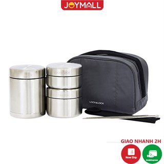Bộ Hộp Cơm Giữ Nhiệt Bằng Thép Không Gỉ Inox 304 Lock&Lock LHC8016 - Hàng Chính Hãng - Kèm Túi Giữ Nhiệt, 1 Đôi Đũa Inox