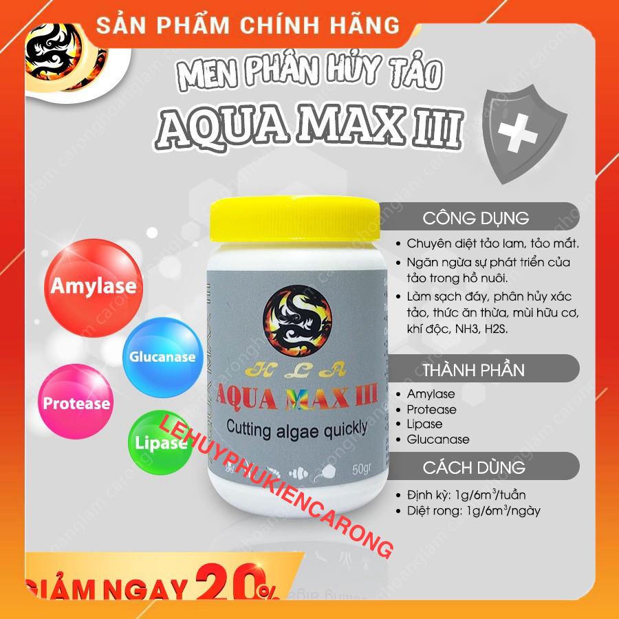 AQUA MAX 3 Men Diệt Tảo, Rêu Hại Phân Hủy Các Chất Hữu Cơ Cho Hồ Cá Hủ 50gram