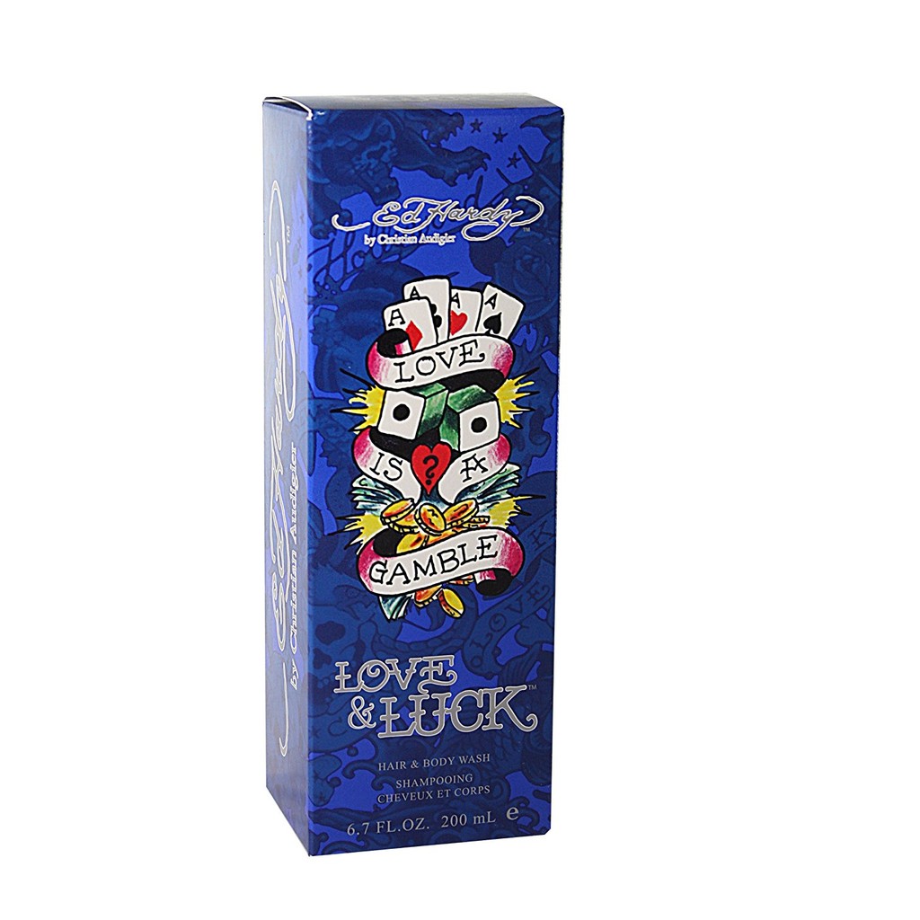 Gel tắm &amp; gội đầu nam cao cấp Ed Hardy Love &amp; Luck Hair &amp; Body Wash 200ml (Mỹ)