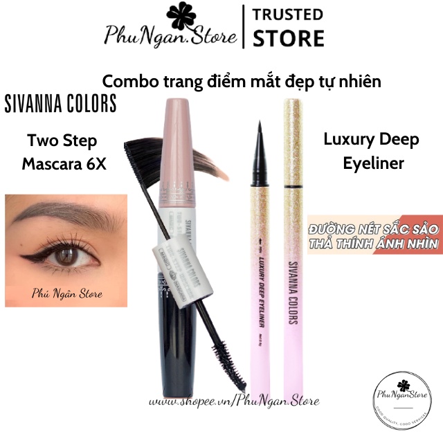 [Combo]Mascara 2 đầu 6X Two-Step và kẻ mắt Luxury Deep Eyeliner Sivanna Colors Thái Lan chuyên dụng cho makeup