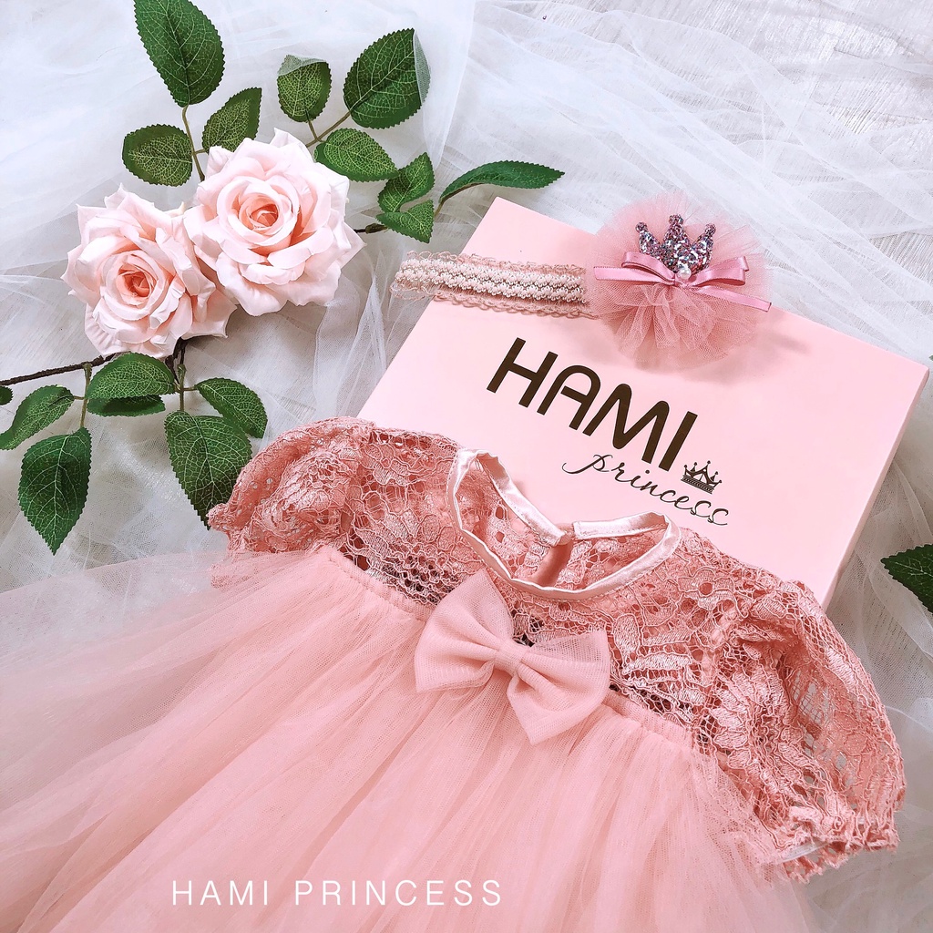 Váy Công Chúa Baby Ren Hồng Dễ Thương Cho Bé Gái HAMI PRINCESS ❤️