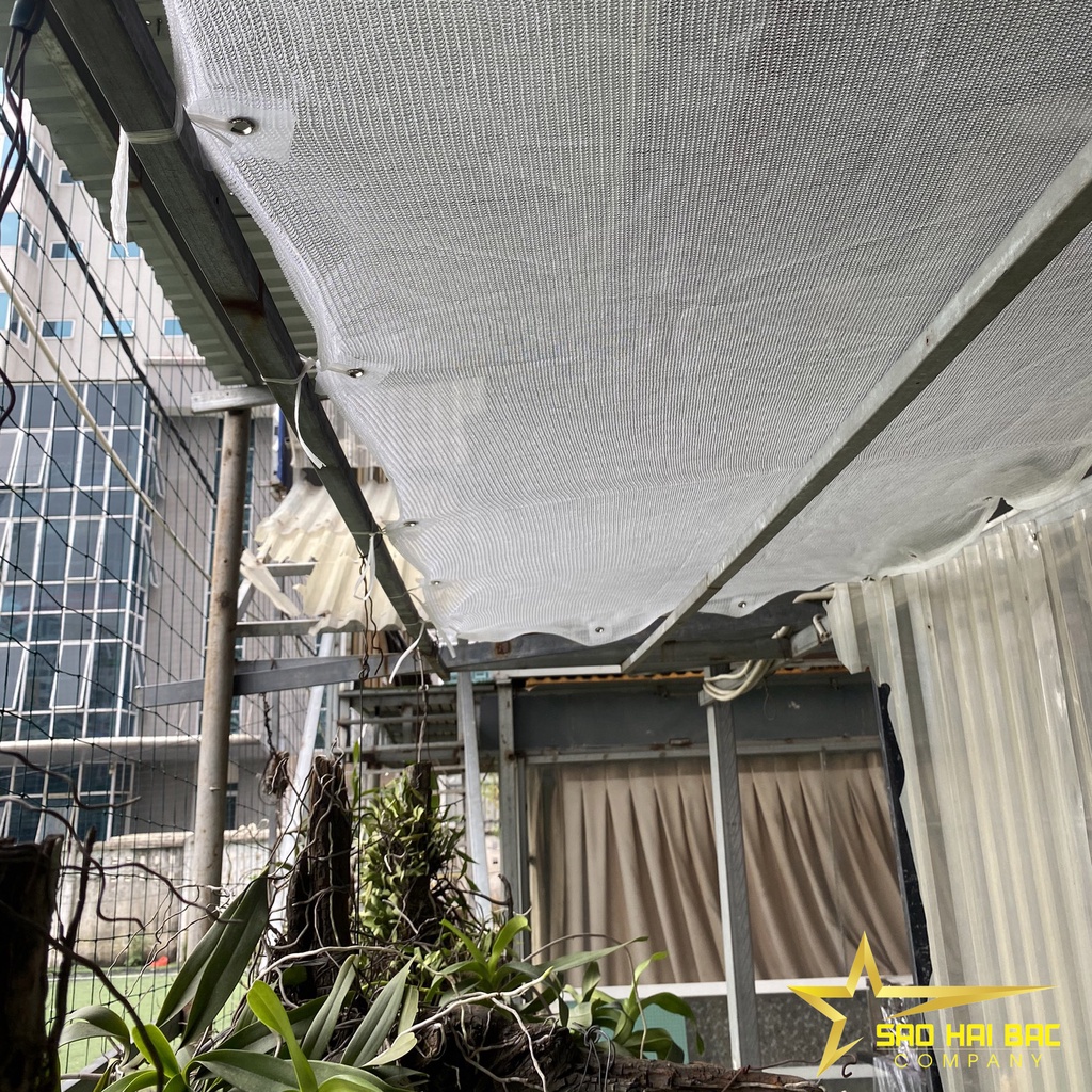 Lưới dệt kim Đài Loan che nắng màu trắng đóng khuy sẵn các khổ 1m, 2m, 3m