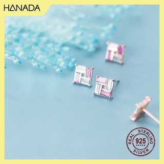 Bông tai bạc 925 hanada vuông 0366