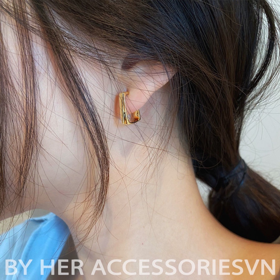 Bông tai nữ basic dáng chữ U đơn giản chuôi bạc 925 Her Accessories H12