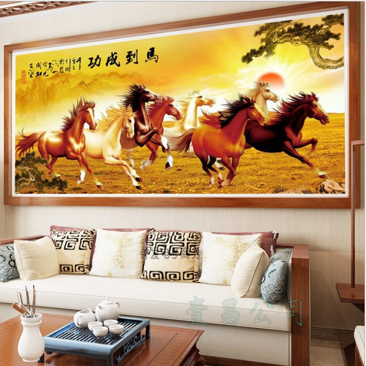 Tranh Thêu Chữ Thập Chỉ Lụa Thêu Kín Chưa Thêu Mã Đáo Thành Công MDW0572