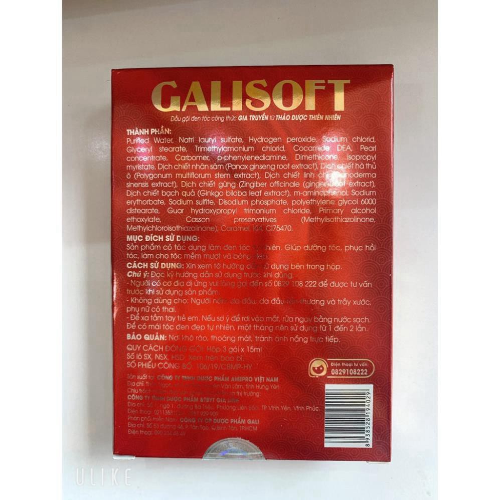 Dầu gội đen tóc thảo dược công thức gia truyền GALISOFT  1 hộp 3 gói. ( Mát Tay ) | BigBuy360 - bigbuy360.vn