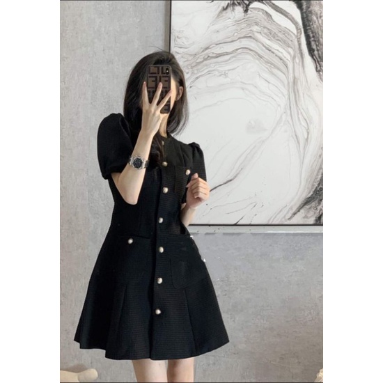 Đầm dự tiệc công sở phối nút sang trọng Mina Dress