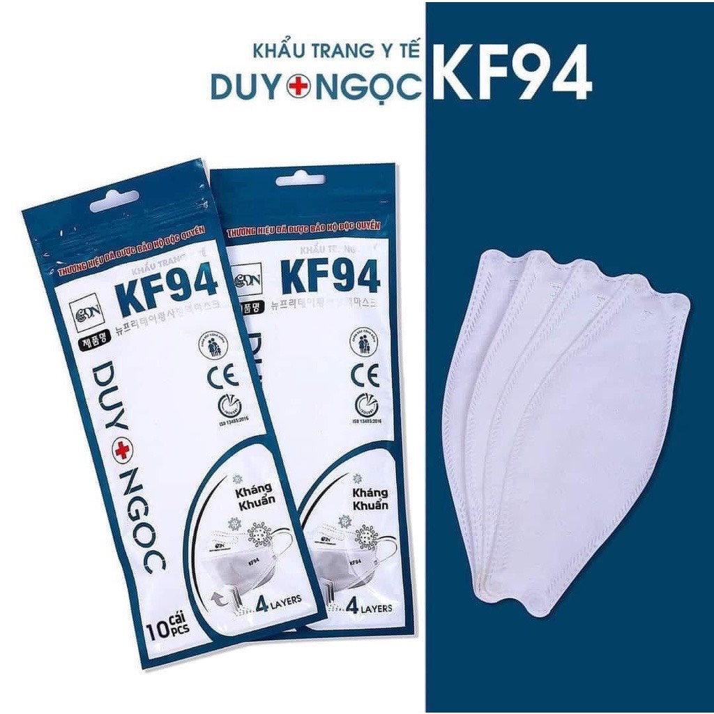 Gói 10 Khẩu trang KF94 Duy Ngọc- 1 Gói 10 Cái Màu Trắng chất lượng cao.