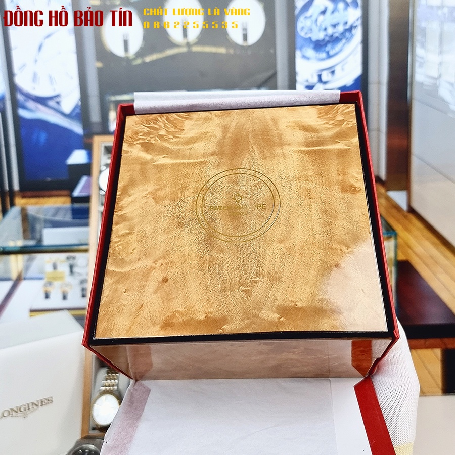 Hộp Box Đựng Đồng Hồ Patek Philippe Bằng Gỗ Cao Cấp Phối Da Tồng Hợp, Chính Hãng, Patek Sang Trọng