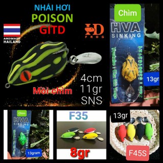 Mồi nổi câu cá : HVA , F35 , F45S , nhái hơi câu Lure