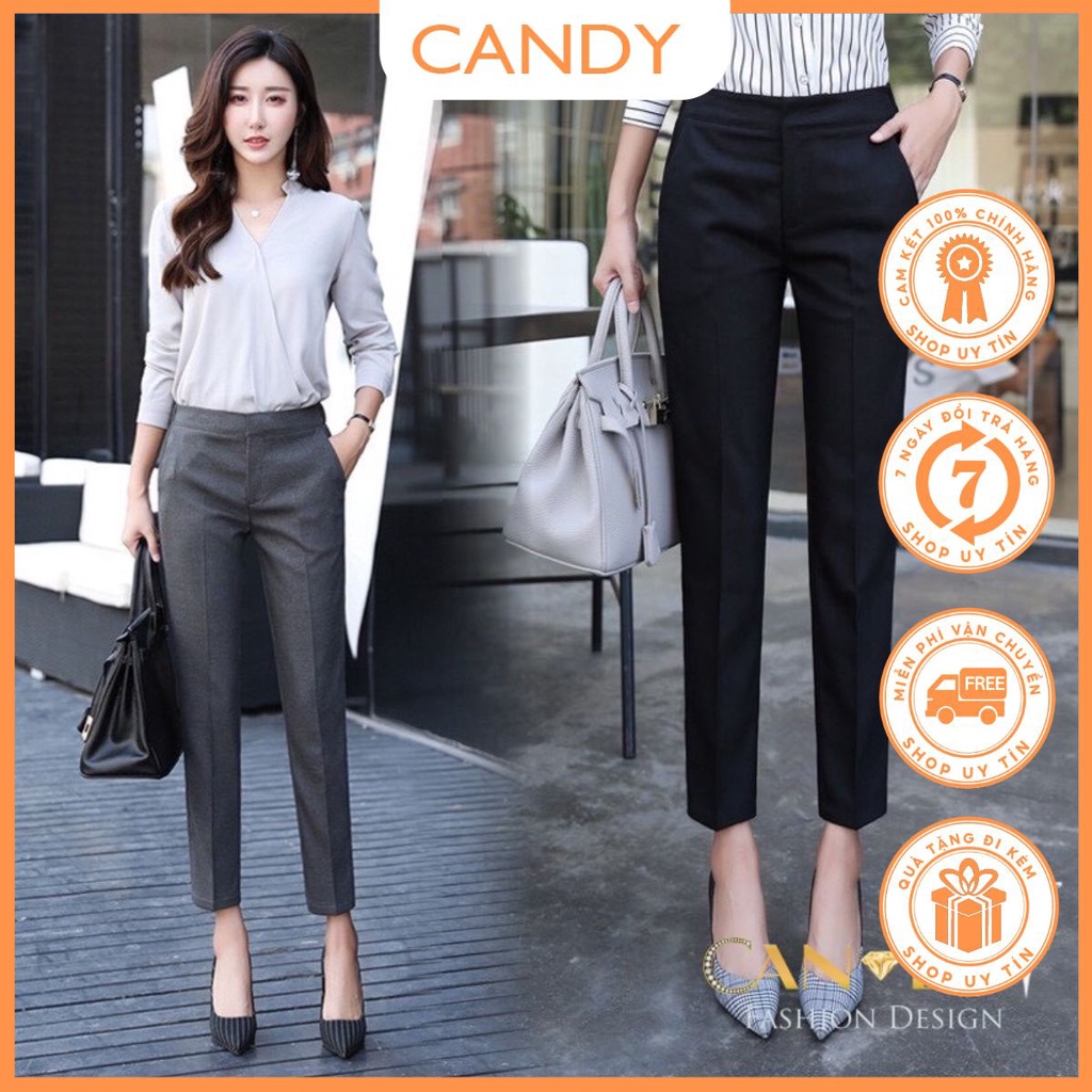 Quần Công Sở  Ống Đứng Chất Trượt Nhật Đứng Form Mềm Mát QD6  - Candy Fashion