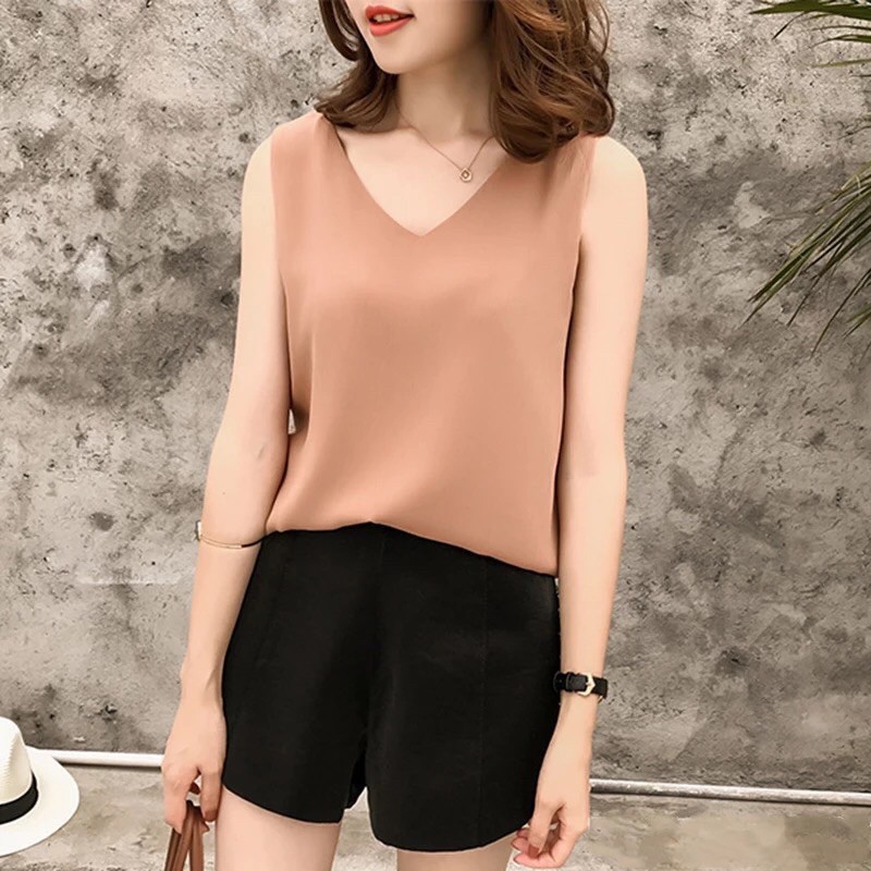 Áo sát nách nữ áo kiểu cổ tim xinh đẹp | BigBuy360 - bigbuy360.vn