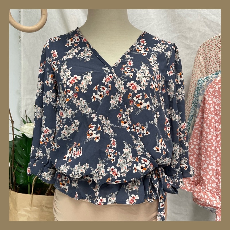 Áo Peplum Bo Chun Vạt Chéo Cột Nơ SIENNA SKY