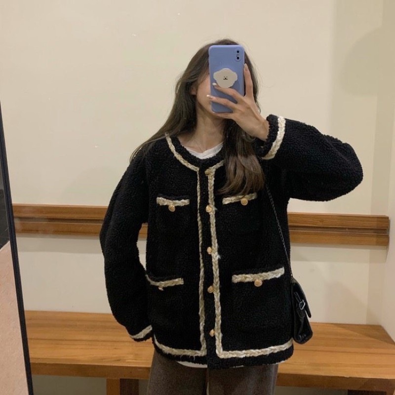 Áo Khoác Len Lông Cừu Viền Thừng Túi Bên Siêu Xinh Có Ảnh Thật Kèm Video | BigBuy360 - bigbuy360.vn