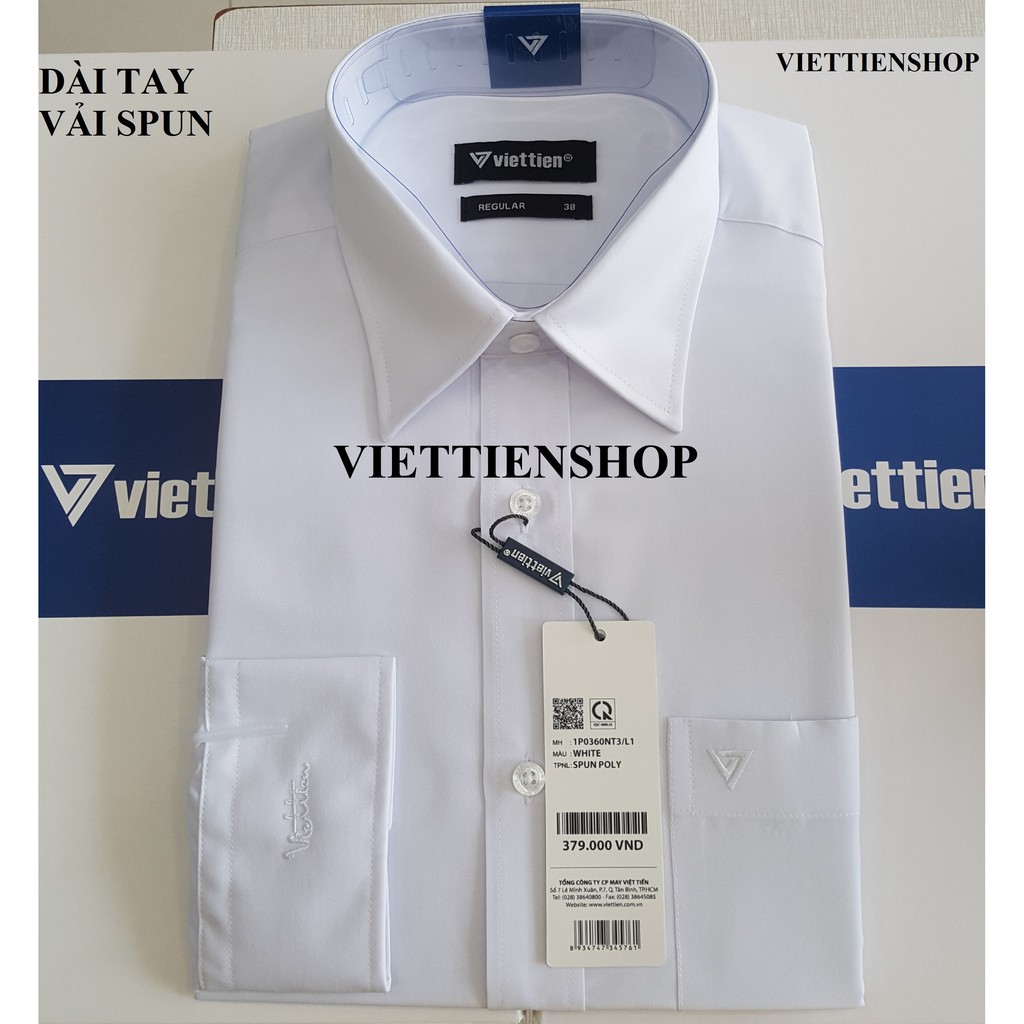(DÁNG KHÔNG ÔM) ÁO SƠ MI VIỆT TIẾN NGẮN TAY VÀ DÀI TAY MÀU TRẮNG | BigBuy360 - bigbuy360.vn