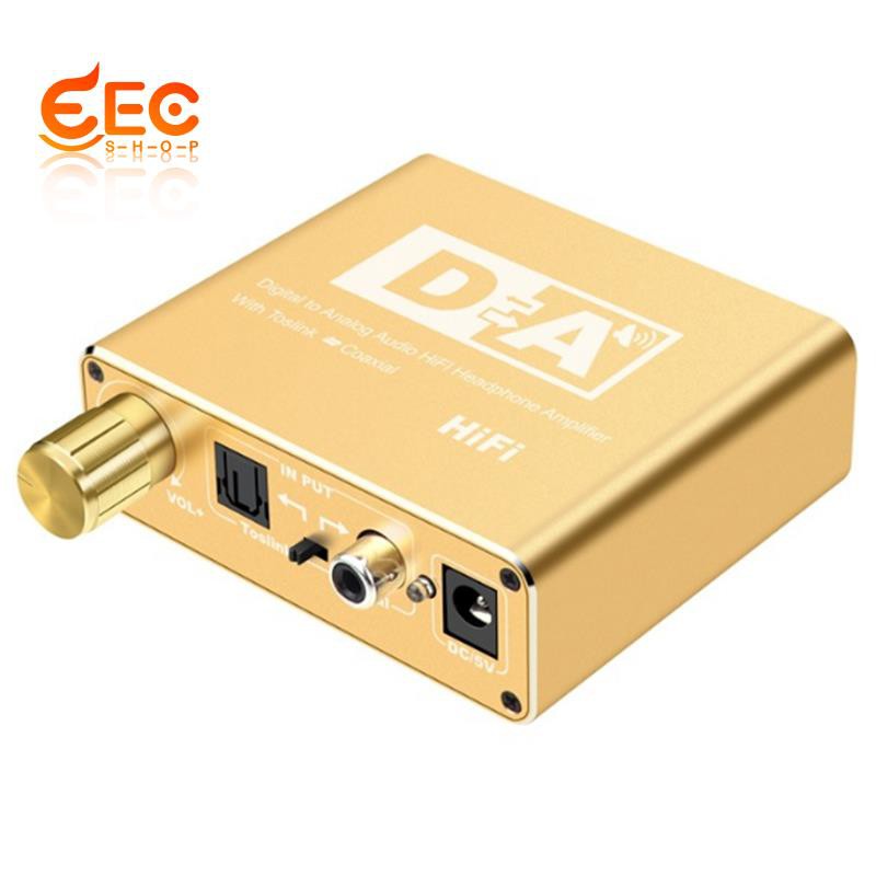 VEGGIEG 192KHz Digital Optical Fiber Coaxial to Analog Stereo RCA L/R 3.5mm Jack Audio Adapter Converter