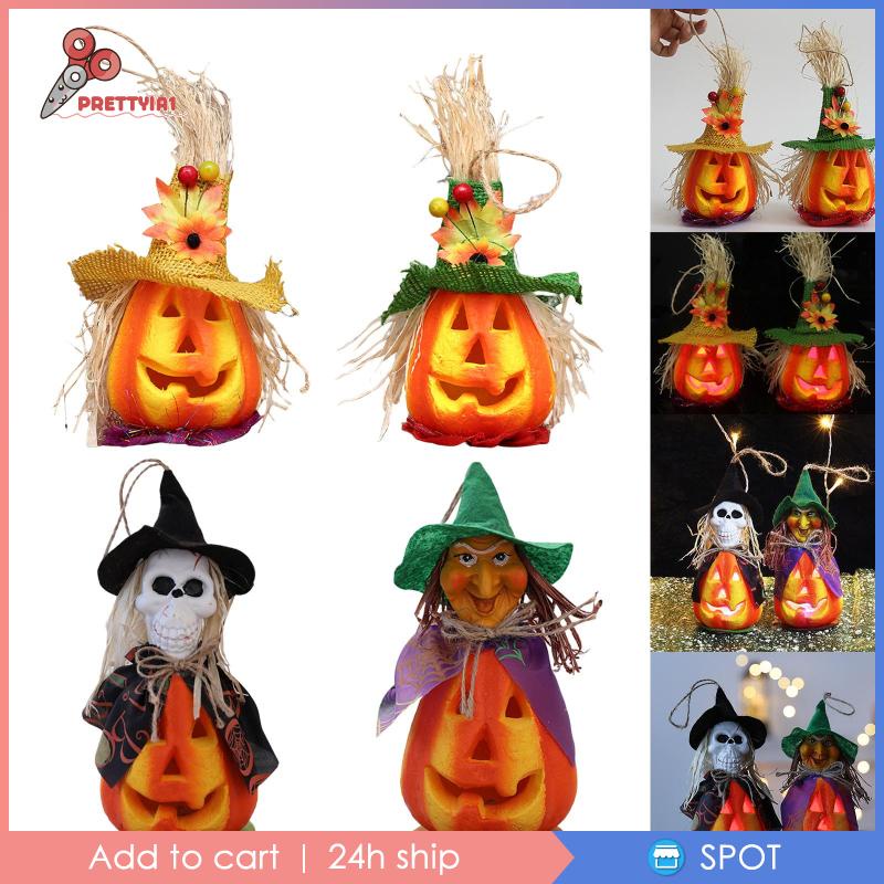 [Prettyia1] Đèn Lồng Để Bàn Hình Bí Ngô Halloween