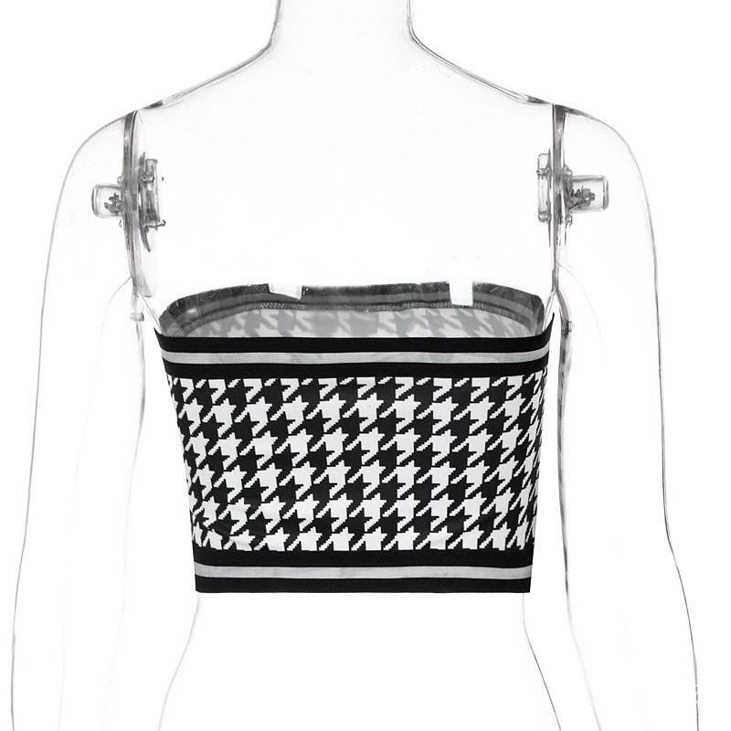 Thời Trang Áo Croptop Trễ Vai In Họa Tiết Ca Rô Xinh Xắn Dành Cho Nữ | BigBuy360 - bigbuy360.vn